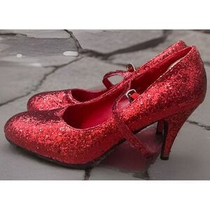 Spirit Halloween✨Red Glitter Mary Jane Heels Rocky Horror Dorothy Size 8
